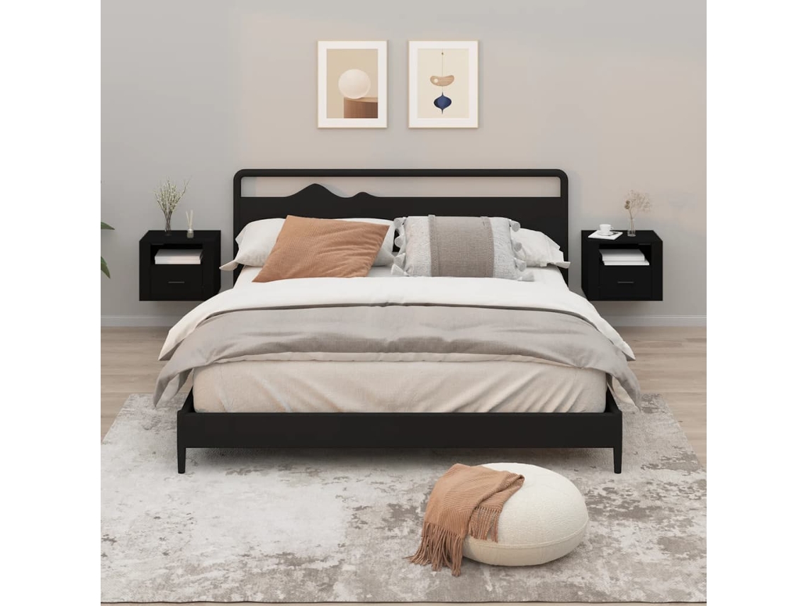 Mesitas de Noche de Pared 2 Pzs 50X36X40 Cm Negro