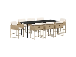 Maison Exclusive - Conjunto De Comedor De Jardín 9 Pcs Beige Ratán Sintético
