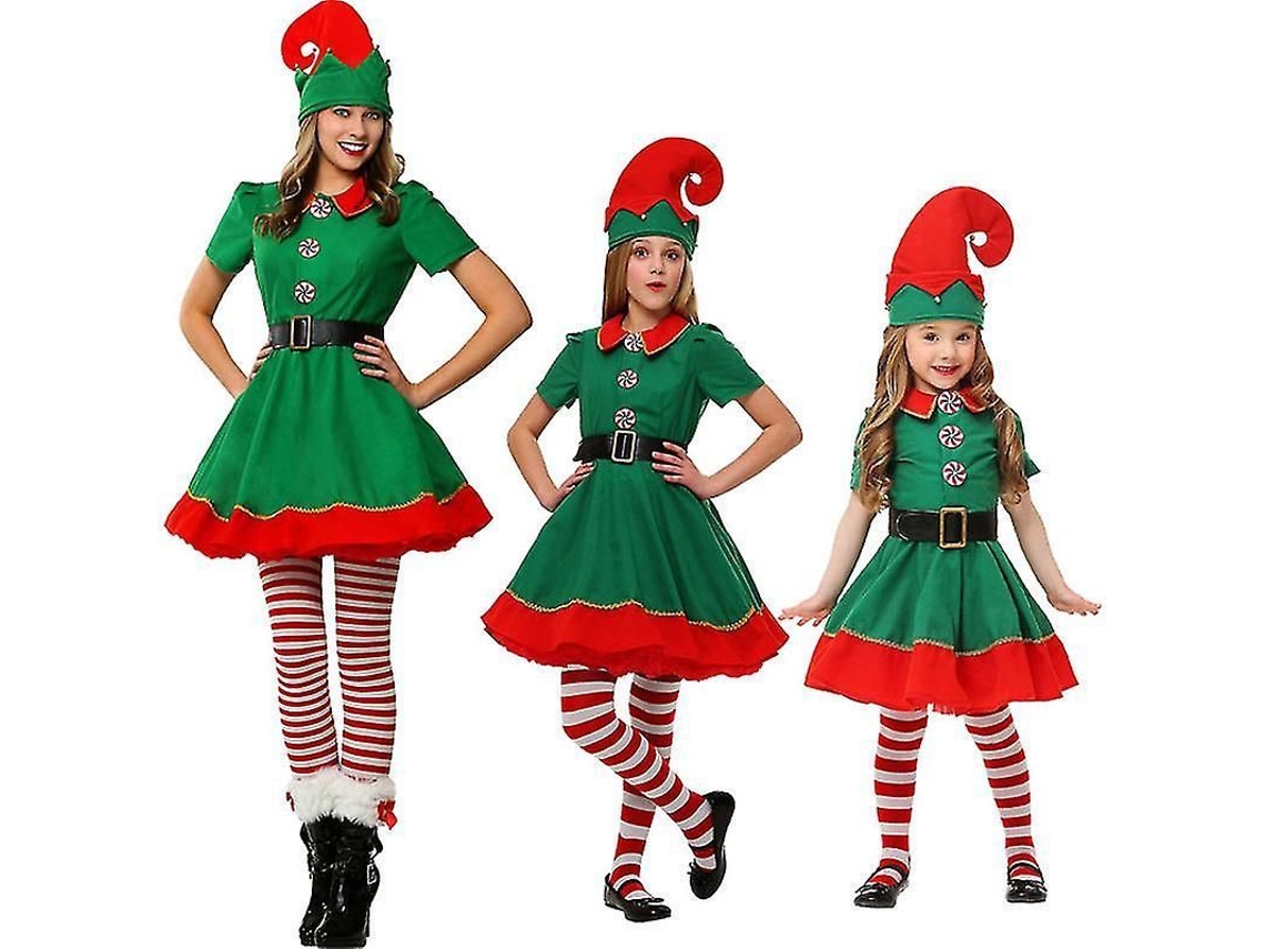 2026-traje De Elfo Navideño Para Niños Y Adultos Con Gorro Ropa Cinturón Calcetines Para Fiesta De Carnaval Familiar