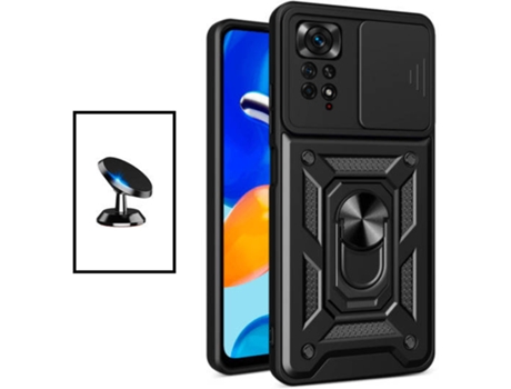 Kit Soporte Magnético de Coche + Carcasa Magnetic Military Defender Slide Window Anti-Impacto para Xiaomi Redmi Note 11 Pro PHONECARE Negro