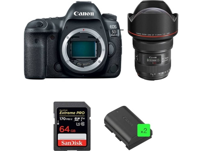 Kit Cámara Reflex CANON EOS 5D Mark IV + EF 11-24mm f/4L USM + SanDisk 64GB + 2 LP-E6N