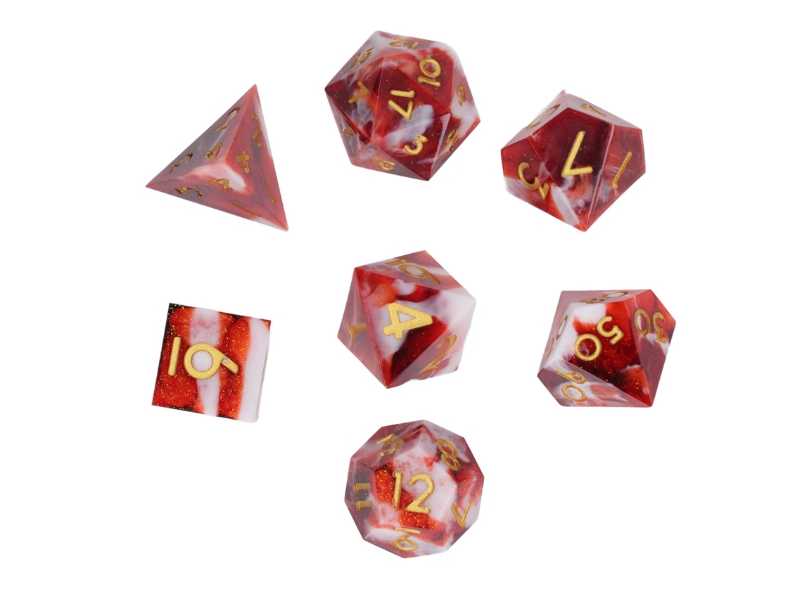 Mali conjunto de 7 Dados Poliédricos de Resina para Jogos de Rpg Tabuleiro Festas Férias Vermelho