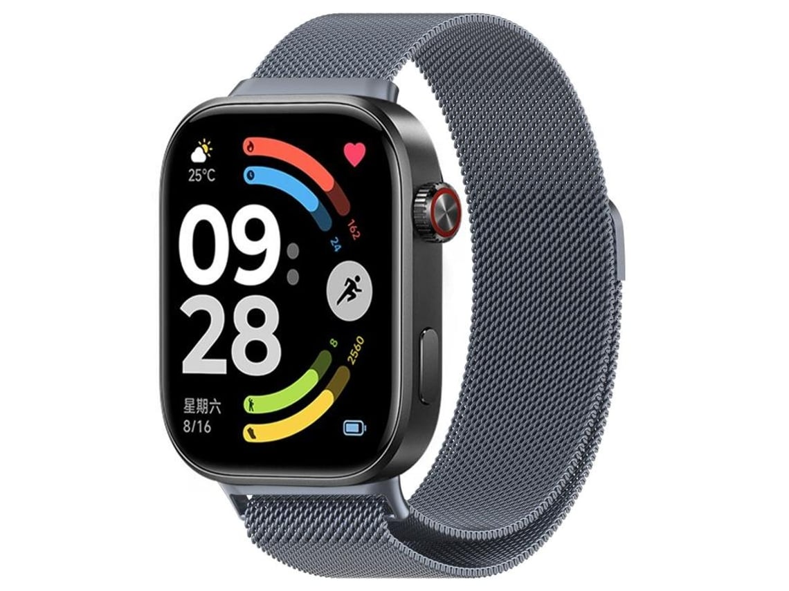 Bracelete Para Redmi Watch 6 / 5 / 4 - Milan Magnética - Malha De Aço Cinza Espacial