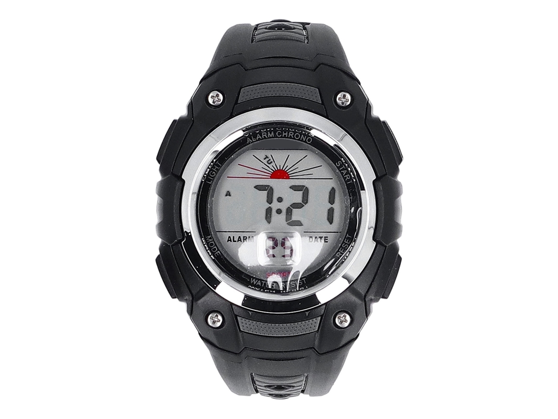 Reloj Digital Unisex, Resistente Al Agua Hasta 50 M, Led, Cronómetro, Alarma, Correa De Caucho Negra.