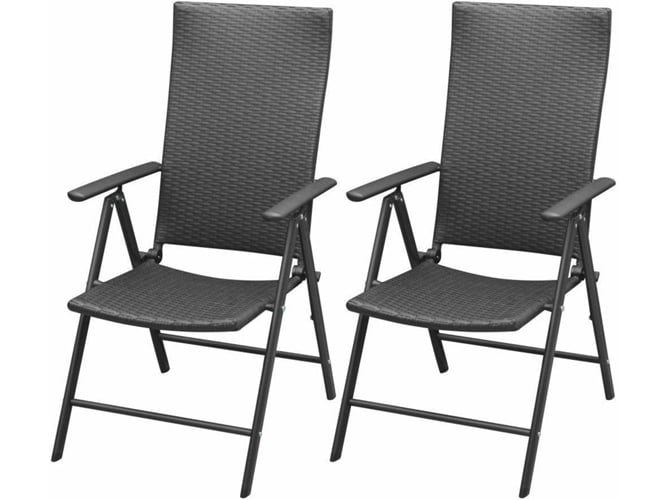 Conjunto 2 Silla Jardin VIDAXL Negro Poli Ratán