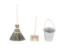 Herramientas De Limpieza Para Casa De Muñecas: Escoba, Cubo Y Pala En Miniatura, Accesorios Para Hogar De Juguete