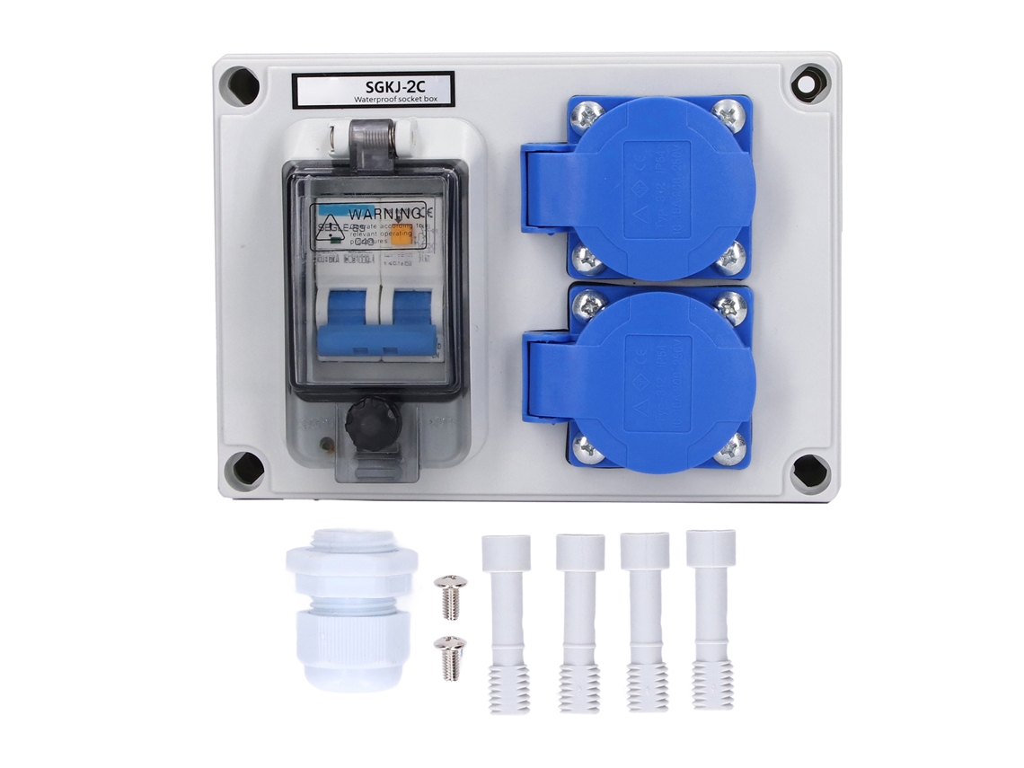 Enchufe Doble De Pared Alemán Con Interruptor Diferencial (rcd) De 40 A Y 230 V, Con Carcasa/cubierta Impermeable Para Uso Interior/exterior.