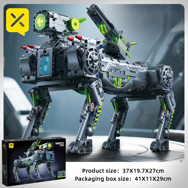 (estático) Juego De Bloques De Construcción De Perro Robot Mecánico Con Cola Flexible Giratoria