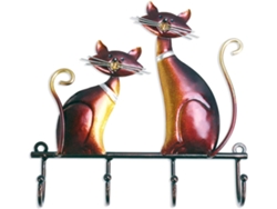 Gancho de pared de metal para llaves, colgador decorativo con diseño de gato