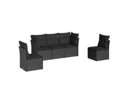 Maison Exclusive - Set De Muebles De Jardín 5 Pzas Y Cojines Ratán Sintético Negro