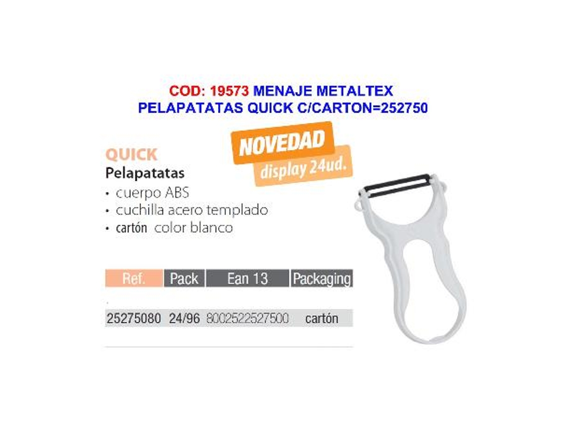 Menaje metaltex pelapatatas quick c-carton 252750