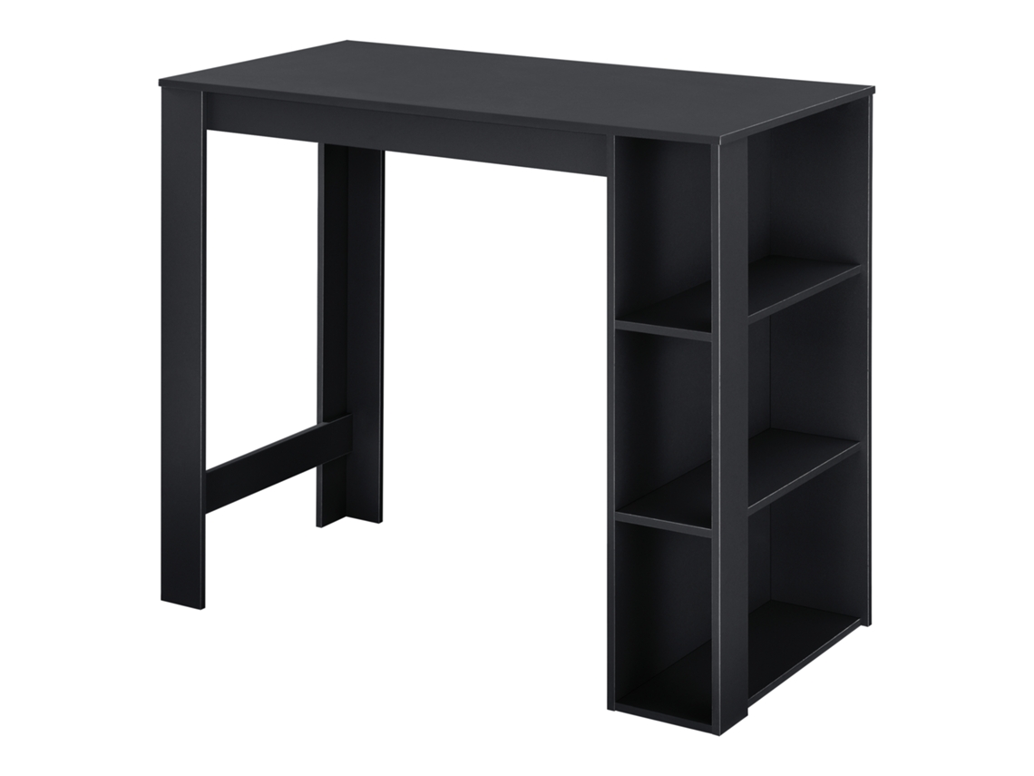 Mesa de Bar Danderyd con 3 estantes aglomerado 120x60x106 cm Negro [[EN.CASA]]