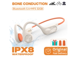 Auriculares Inalámbricos De Conducción Ósea (blanco Cálido), Resistentes Al Agua Ipx8, Aptos Para Natación, Equipados Con Bluetooth.
