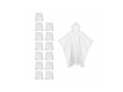 Relaxdays Poncho De Chuva Descartável 13 Un., Com Capuz, Para Adultos, Poncho De Emergência, Transparente