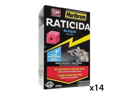 Muribrom Qm Block Raticida Savings Pack Veneno para Ratos, Ratos e Roedores 2800 g14 X 200G QUIMUNSA