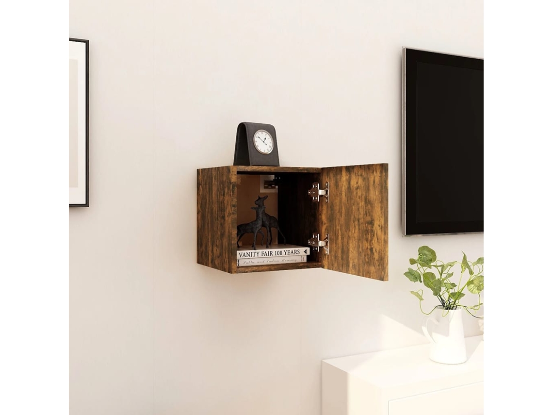Mueble de Armario Tv de Pared 30,5X30X30 Cm Color Roble Ahumado