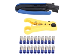 Conjunto De Ferramentas De Crimpar Com Alicate De Descasque E 20 Conectores F Para Rg59 Rg6
