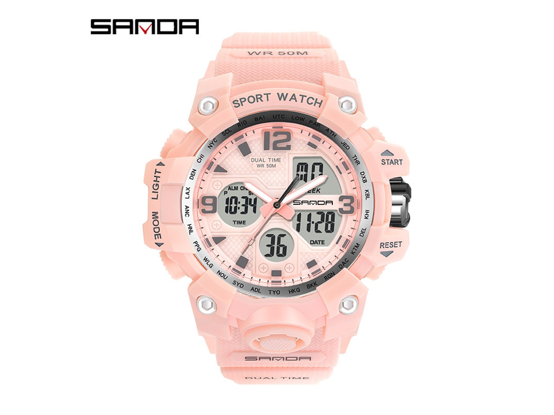 Reloj Electrónico De Moda (rosa Flor De Cerezo para Mujer) Con Acabado Luminoso, Resistente Al Agua, A Prueba De Golpes Y Con Alarma.