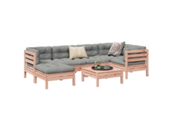 Conjunto de sofá de jardín de 7 piezas con cojines de madera de abeto Douglas de DKD Home Decor