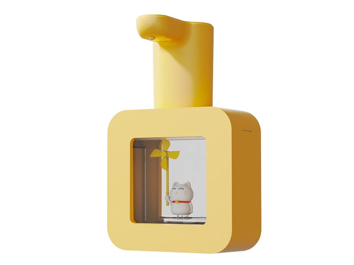 Dispensador Automático De Jabón En Espuma Con Sensor Infrarrojo, Sin Contacto, Diseño Fortune Cat, Amarillo, 400 Ml.