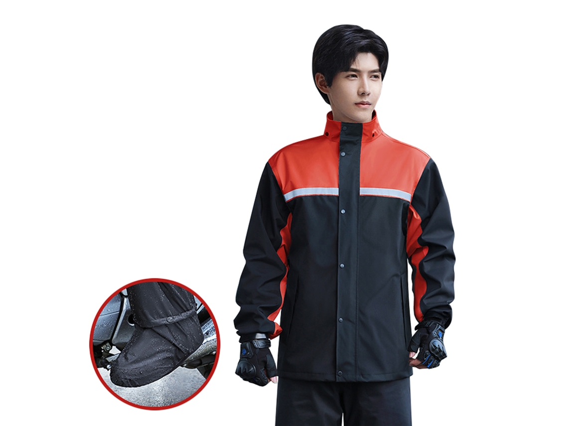 Conjunto De Traje Impermeable Para Hombre Con Capucha Y Pantalón, Y Guantes Reflectantes Para La Lluvia.