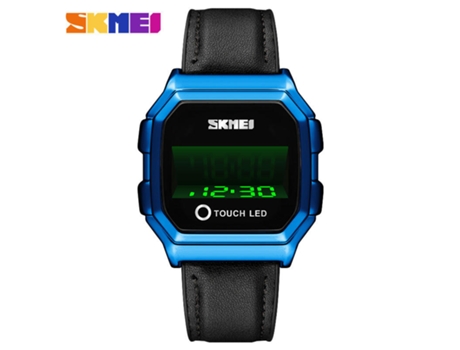 Relojes deportivos digitales con pantalla táctil y relojes de pulsera electrónicos para hombre, carcasa azul y cinturón negro LUUCOZK