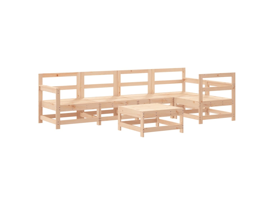 Conjunto 6 Juego de muebles de jardín VIDAXL madera maciza de pino (66 x 62 x 70.5 cm)