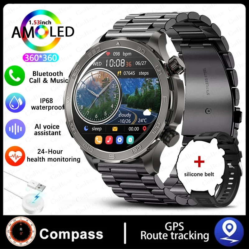 Reloj Inteligente (acero Negro), Con Seguimiento Gps, Nfc Y Llamadas Bluetooth.