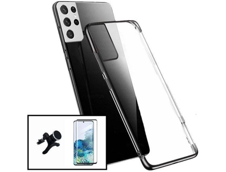 Kit Funda, Protector y Soporte Samsung Galaxy S21 Ultra 5G PHONECARE Negro