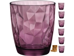 6 Vasos Diamond Morado Perfecto Para Uso En Casa, Restaurante Y En Fiesta, Ligeros Y Resistentes Con Acabado De Diamantes (morado, 39 Cl)