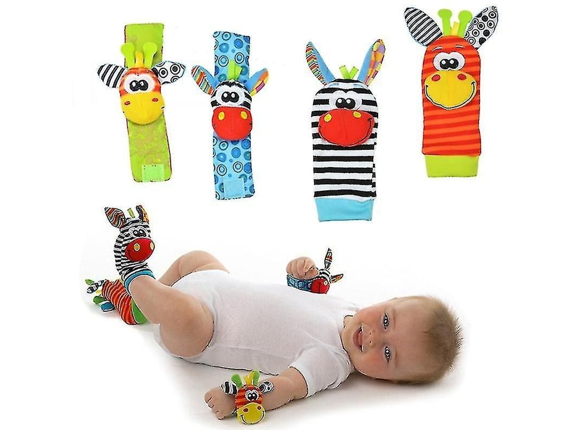 2 Pares De Calcetines Con Sonajeros Para Bebés, Calcetines Para Los Pies Y Juguete De Pulsera Para Bebés De 0 A 12 Meses.