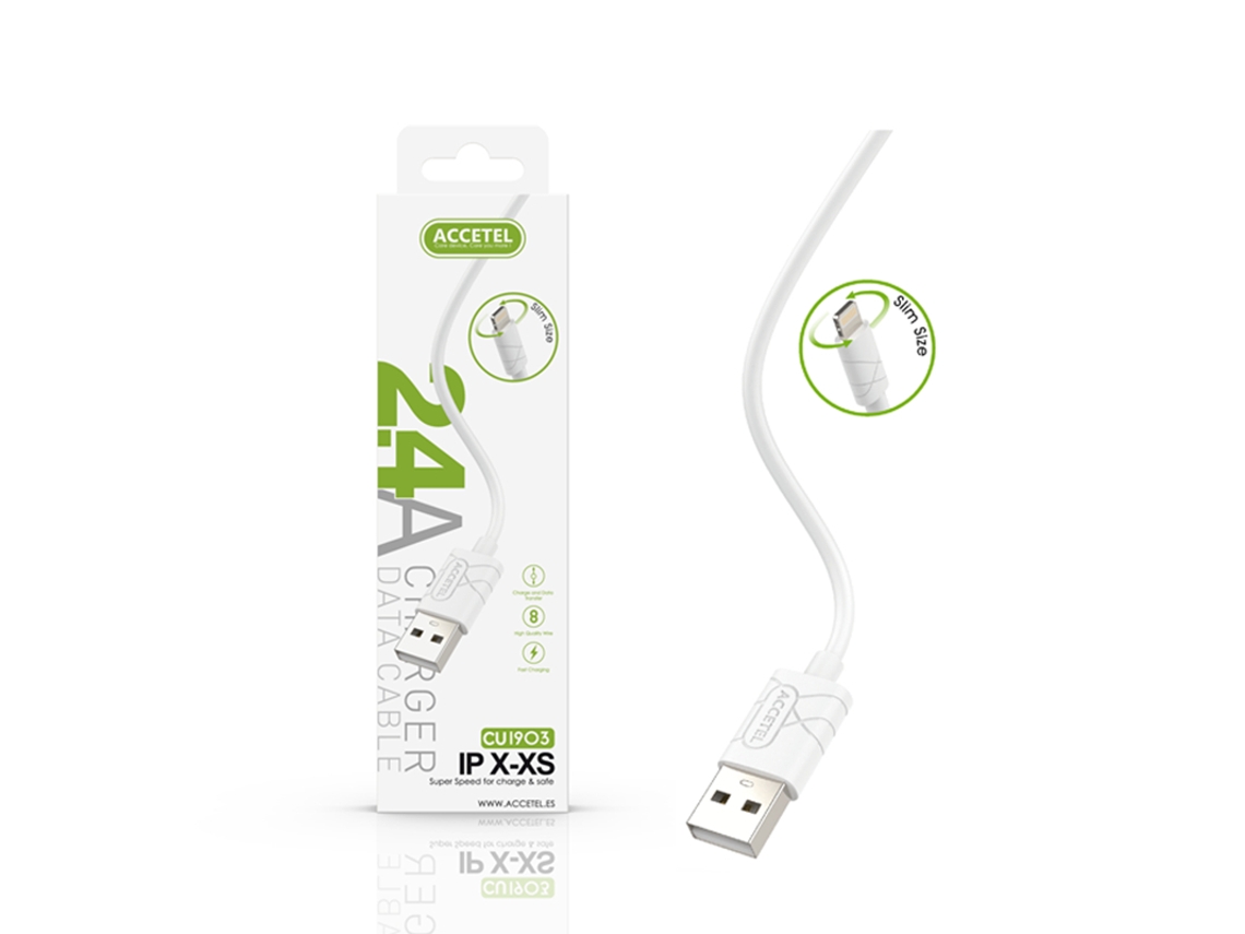Cable ACCETEL iPhone XR (0.25 m - Blanco)