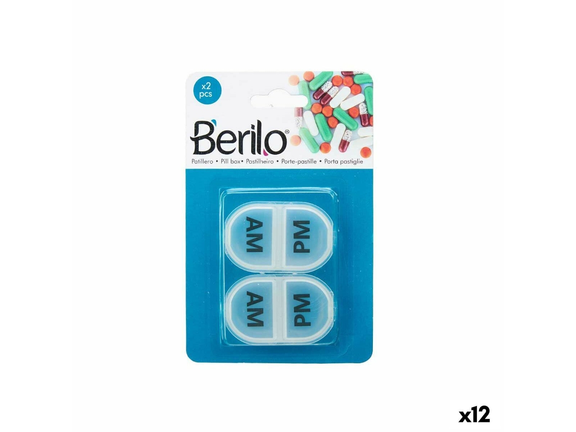 Pastillero con Compartimentos Set Transparente Plástico (12 Unidades)