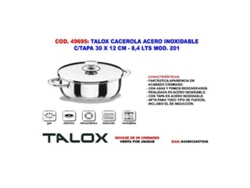 Talox cacerola acero inox 18/8 c/tapa 30x12 cm - 8,4 lt mod.201