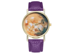 Reloj De Pulsera De Cuarzo Con Correa De Pu Para Hombre Y Mujer Moda Simple T32-a Morado