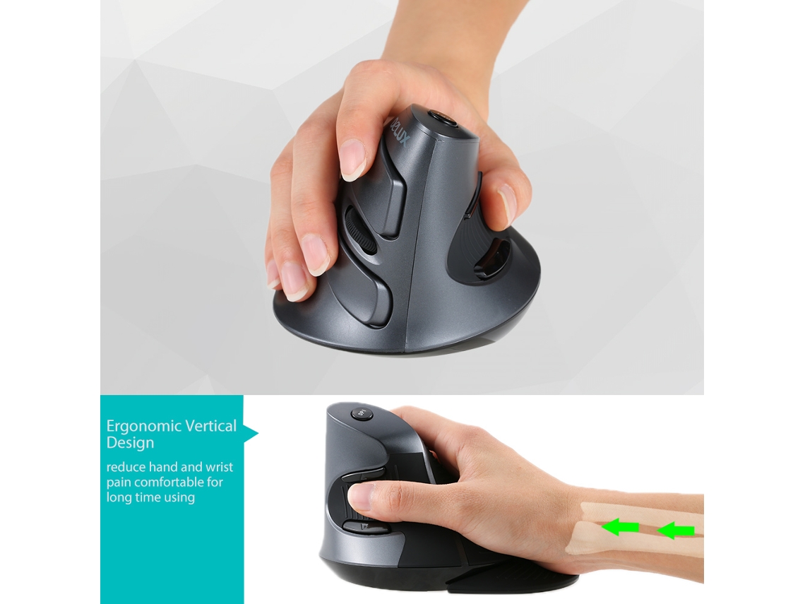 Ratón Óptico Vertical Ergonómico Inalámbrico Delux 2.4g Con 5 Botones 5d Ajustables Y 1600 Dpi