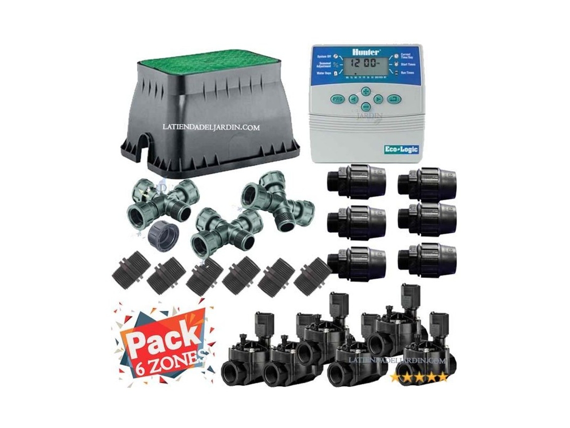 Kit Riego Automático 6 Zonas Para Riego Electrico Conjunto De Temporizador Electroválvulas Accesorios De Instalación SUINGA