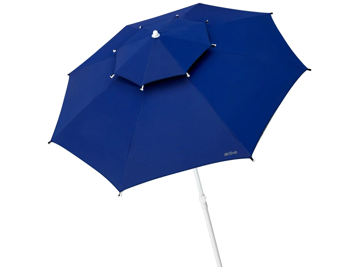 Sombrilla antiviento azul 280 cm doble techo y protección UV30
