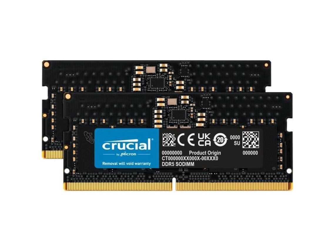 Kit de memoria RAM DDR5 de 128 GB, 5600 MHz, Cl46 Sodimm Crucial (2 x 64 GB)