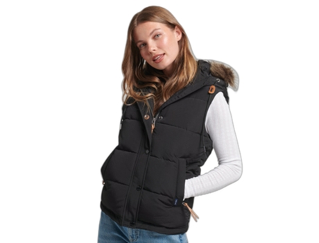 Abrigo para Mujer SUPERDRY (XS - Poliéster - Negro)