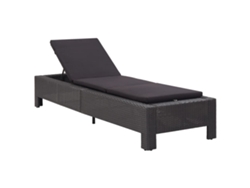 Tumbona de mimbre negra con cojín DKD HOME DECOR