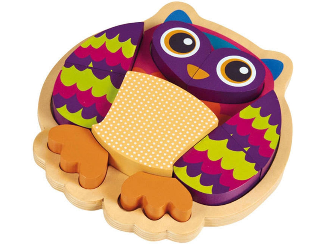 Juego Educativo OOPS Puzzle Madera 3D Búho 9 Piezas (Edad Mínima: 12 Meses - 24,6 x 26,5 x 4,3 cm)