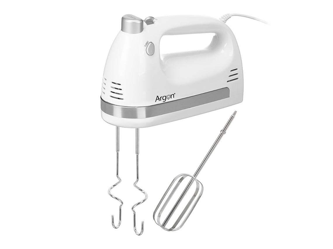 Batidora Blanca De Mano Con Doble Varilla. 5 Velocidades Con 400w. Incluye Acoples Para Batir Y Amasar.