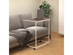 Mesa Auxiliar Con Ruedas De Contrachapado Blanco 55x35x70 Cm