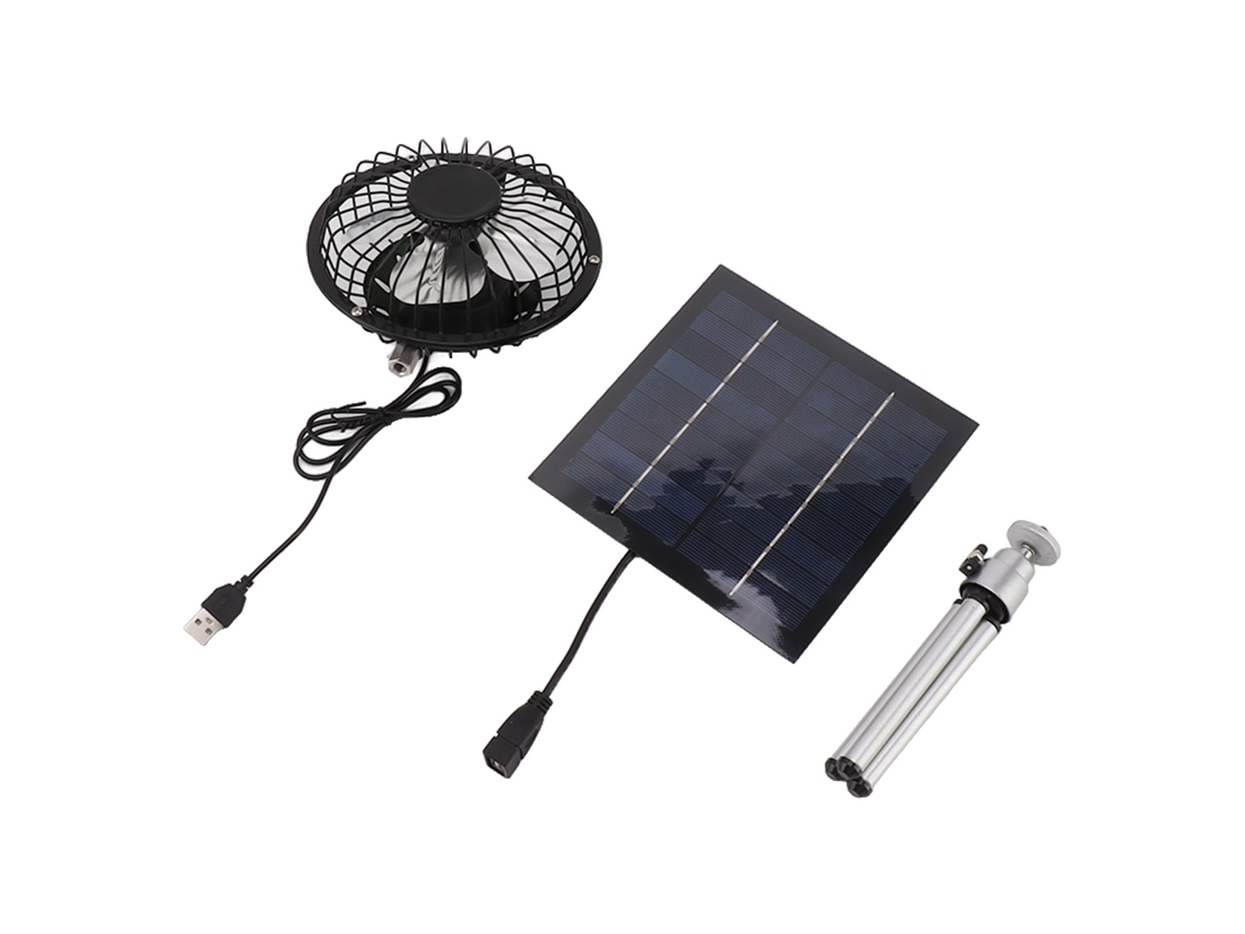 Ventilador de panel solar de 20 W, portátil, USB, alimentado por panel solar, con soporte para camping, pesca y viajes.