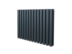 Radiador de columna ovalado de 600x780 mm en acero al carbono antracita con alta emisión de calor y acabado de triple capa.