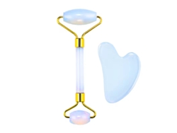 Set de rodillos de masaje facial de jade, reduce la hinchazón, apto para hombres y mujeres, azul claro, PANOONA