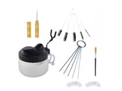 Kit De Herramientas Para La Limpieza De Aerógrafos Con Recipiente, Soporte, Cepillos Y Agujas.
