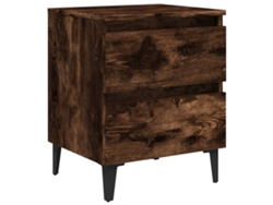 Mesita de noche con patas de metal, roble ahumado, MAISON EXCLUSIVE (40x35x50 cm)