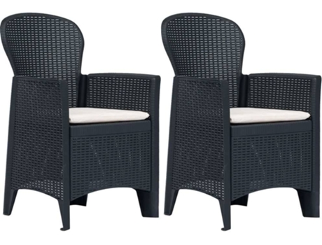 Conjunto 2 Silla Jardin VIDAXL Antracita Plástico (59x57x89 cm)